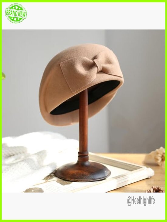 Vintage Wool Felt Beret Pearl Fascinator Adjustable Fedora Wedding Church Hat main image 2